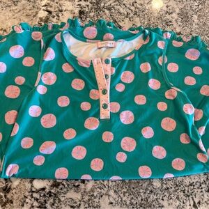 Teal and Pink Polka Dot Top